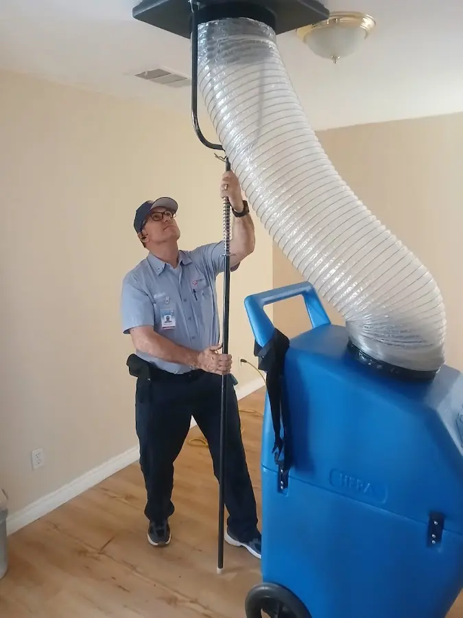 Mini Split Installation technician using HEPA equipment in Lake Elsinore